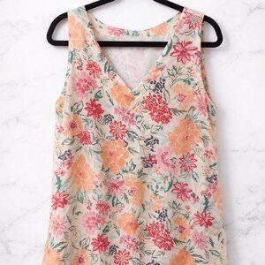 LOFT Floral Sleeveless V-Neck Blouse | Size XS | Spring Summer Top